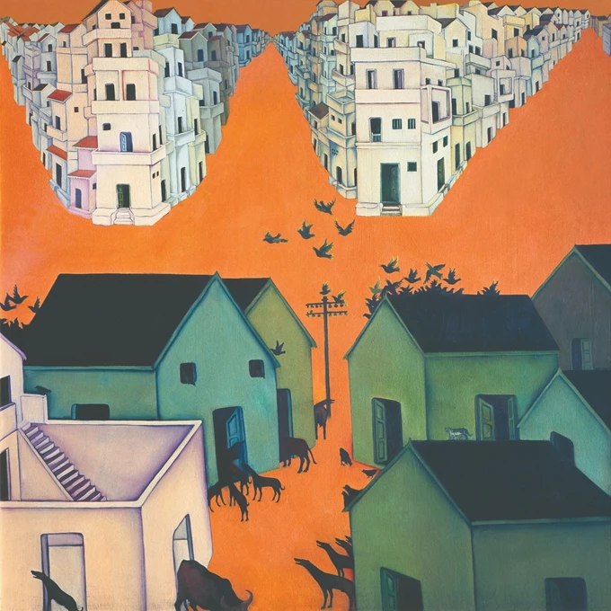 Gulammohammed Sheikh, Speechless City, 1975 © 2024 Gulammohammed Sheikh Courtesy of The Artist and Vadehra Art Gallery