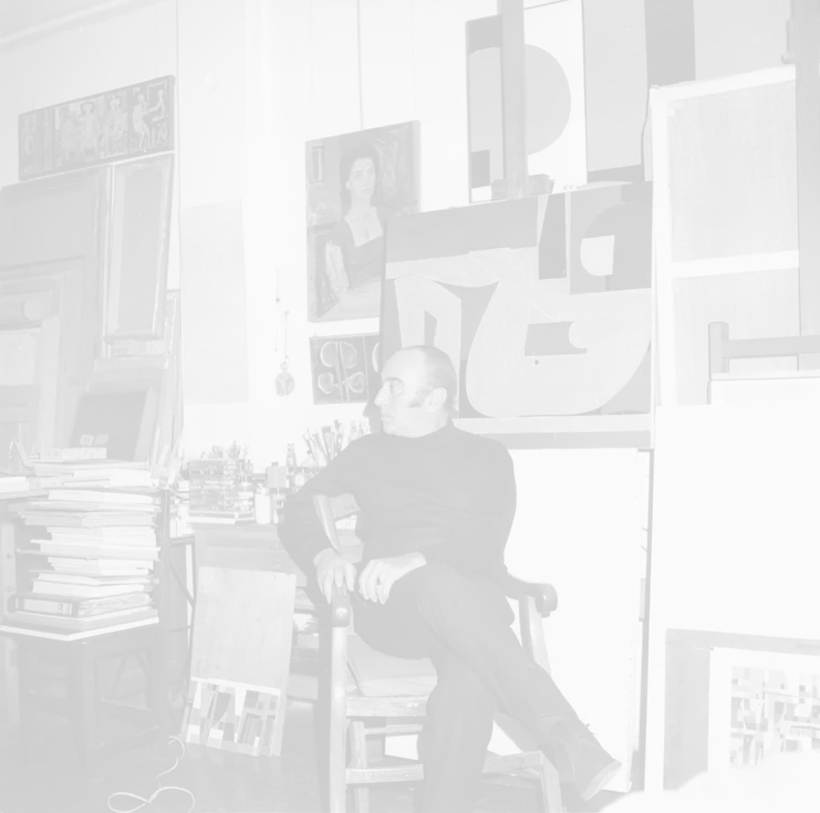 Ο Γιάννης Μόραλης στο εργαστήριό του στην Αθήνα, 1975 περίπου