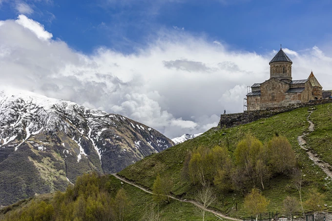 Gergeti μοναστήρι Γεωργία Καύκασος ταξίδι