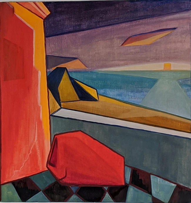 Δημήτρης Κατσαβέλης, Θέα από το μπαλκόνι, 59x57cm, Λάδια